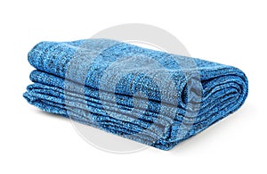 Folded blue blanket