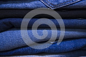 folded blue jeans pant pattern texture can be used as a background