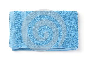 Folded blue terry towel photo