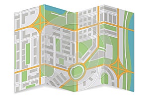 Folded city map. Abstract cartography