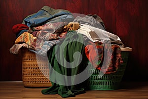 folded clothes next to laundry basket