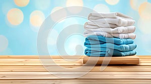 Folded Clothes on a Wooden Table