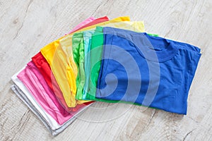 Folded colored tshirts