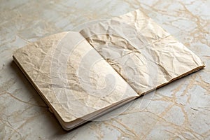 Folded and crumpled note paper