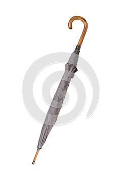 Folded Grey Umbrella isolated on white background