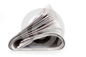 Folded isolated newspaper