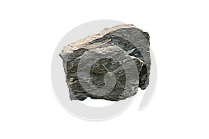 Folded layers of calc-silicate rock one type of metamorphic rock from a mountain, Thailand isolated on white background photo