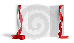 folded leaflet red ribbon bow paper template book desktop calendar
