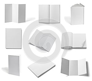 Folded leaflet white blank paper template book