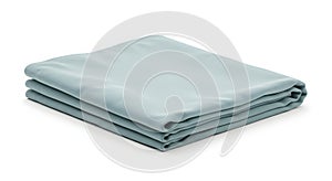 Folded light blue fabric on white background, ai generated