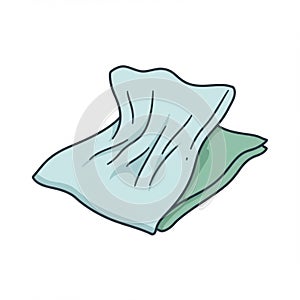 Folded Light Blue and Green Cloth on White Background