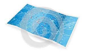 Folded location map with marker. Roma City,Italy, map with pin pointer vector image