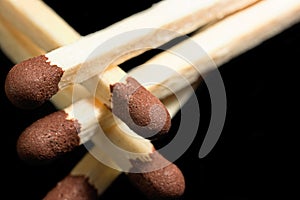 Folded matches isolated on a black background