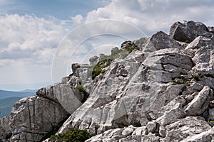 Folded mountain peak in Risnjak, Croatian national park.