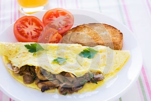 Folded mushrooms silky omelette