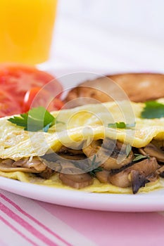 Folded mushrooms silky omelette
