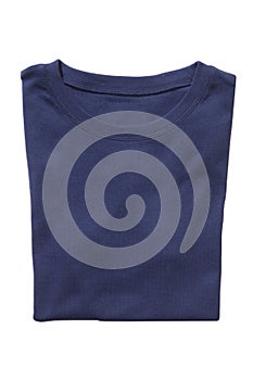 Folded navy t-shirt isolated