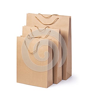 Folded paper bag with handle isolated