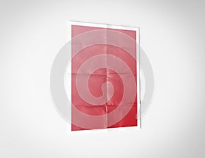 Folded poster isolated on white background Mockup 3D redenring
