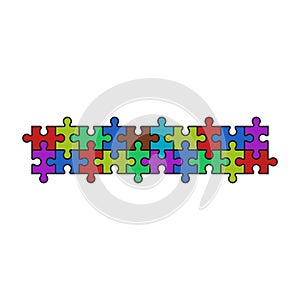 Folded puzzle pieces or jigsaw puzzles. Colorful colored background.