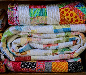 Folded Quilts Stacked