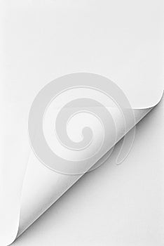 Folded sheet of paper with curled corner