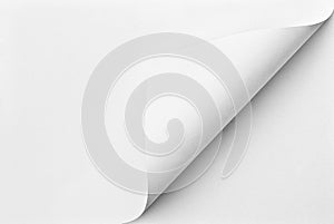 Folded sheet of paper with curled corner