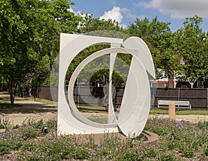 `Folded Square Alphabet Letter D` by Fletcher Benton on the Redding Trail in Addison, Texas.
