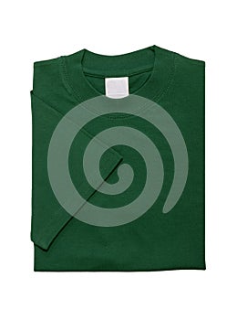 Folded t shirt green isolated on white