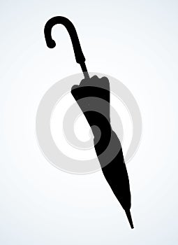 Folded umbrella. Vector drawing icon