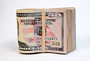 Folded Wad Fifty Dollar Bills American Money Cash Tender photo