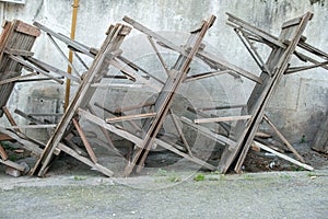 Folded Wooden Market Stalls in Turkey