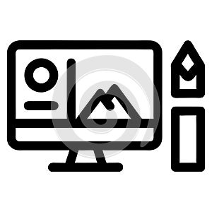 Graphic Design Tools for Image Editing, Computer and Creative Process Icons Set