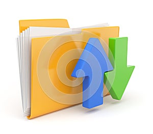 Folder 3d icon. Date transferring concepts. photo