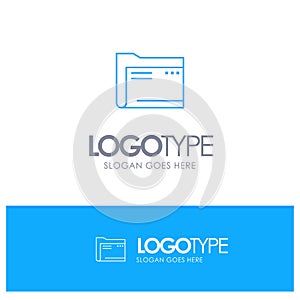 Folder, Archive, Computer, Document, Empty, File, Storage Blue outLine Logo with place for tagline