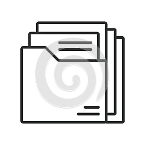 Folder archive icon in line design. folder, archive, file, storage, data, organization, record on white background vector. Folder