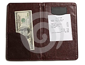 Folder with bill and money