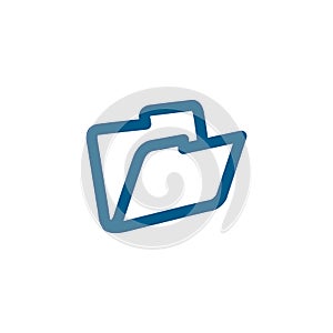Folder Blue Icon On White Background. Blue Flat Style Vector Illustration