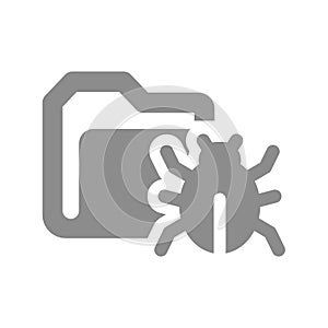 Folder and bug vector icon