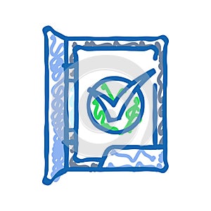 folder check mark icon doodle illustration