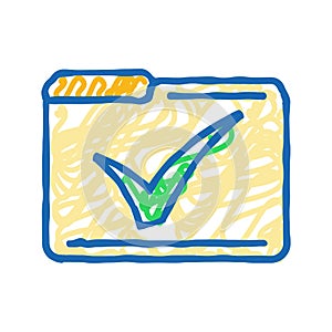 folder check mark icon doodle illustration