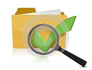 Folder and checkmark magnifier