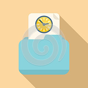 Folder clock icon flat vector. Work control