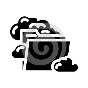 folder cloud hybrid work glyph icon vector illustration