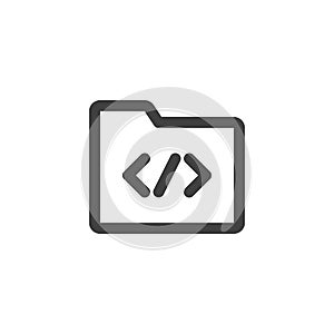 Folder coding line icon