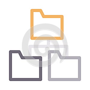 Folder Connection thin color line vector icon