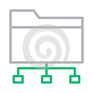Folder connection thin line color vector icon
