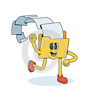 folder data groovy cartoon illustration