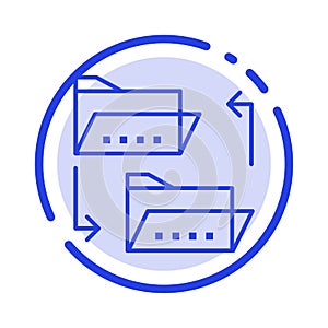 Folder, Document, File, File Sharing, Sharing Blue Dotted Line Line Icon