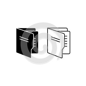 Folder document icon set in black simple design on an isolated white background. EPS 10 vector